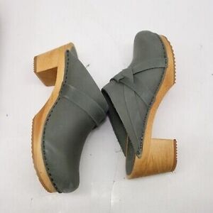 Sanita Clogs Manuella Wooden Oiled Leather Khaki Green Size EU 40 Shoe